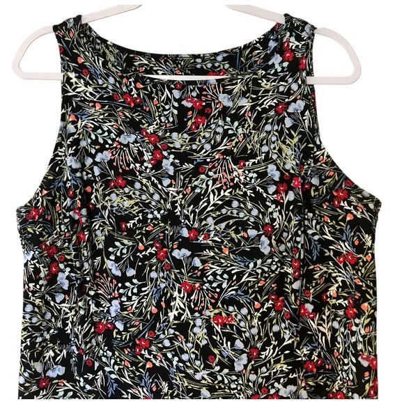 J. Jill Wearever Sheath Dress Black Floral Sleeveless SZ M Back Smocking Boho - Picture 3 of 11